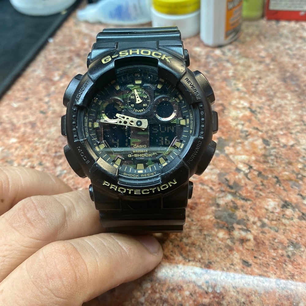 CASIO G-SHOCK camouflage dial GA-100CF watch quartz Digiana used from japan